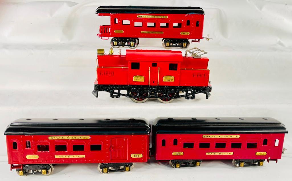 Ives Prewar Wide Gauge 3242 Electric with Three (3) Assorted Passenger Cars (1 of 12)