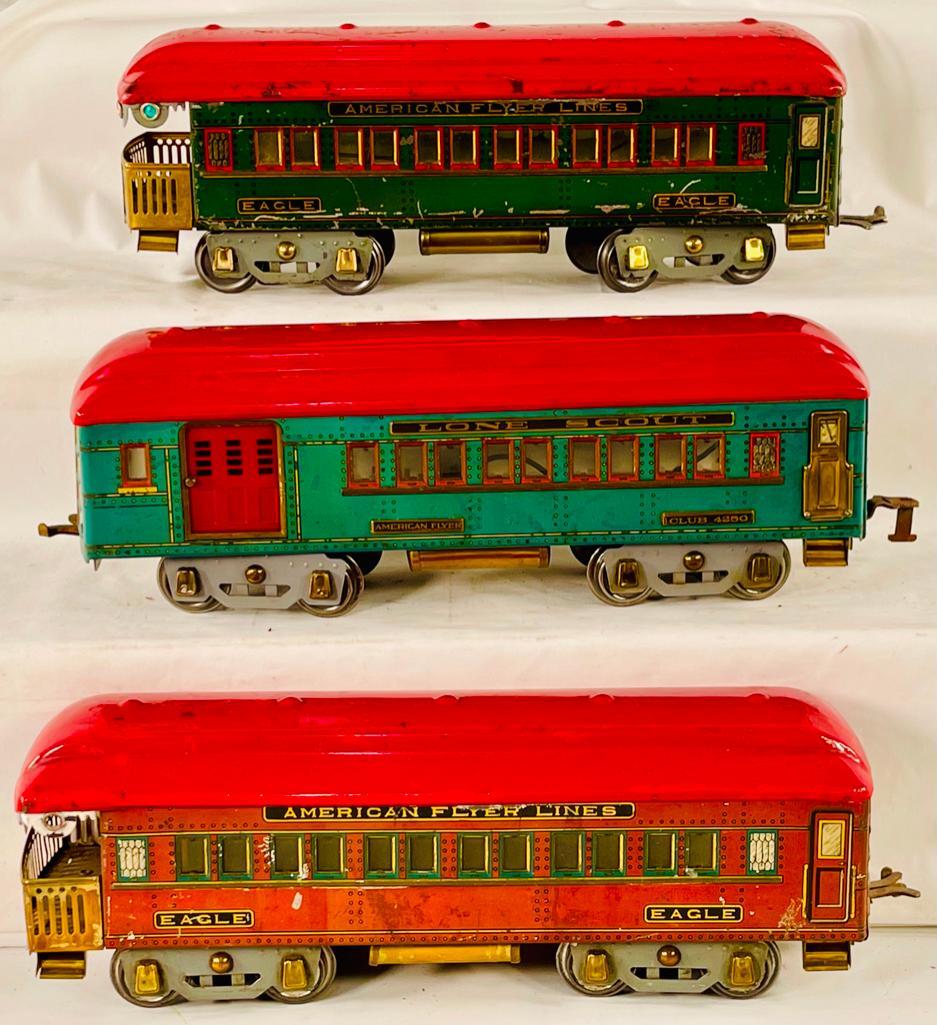 American Flyer Prewar Wide Gauge Eagle/Lone Scout/Eagle Passenger Cars (1 of 16)