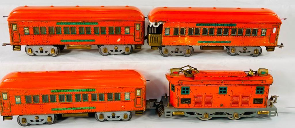 American Flyer Prewar Wide Gauge The Statesman #4654 Orange Electric with Orange Passenger Cars (1 of 20)