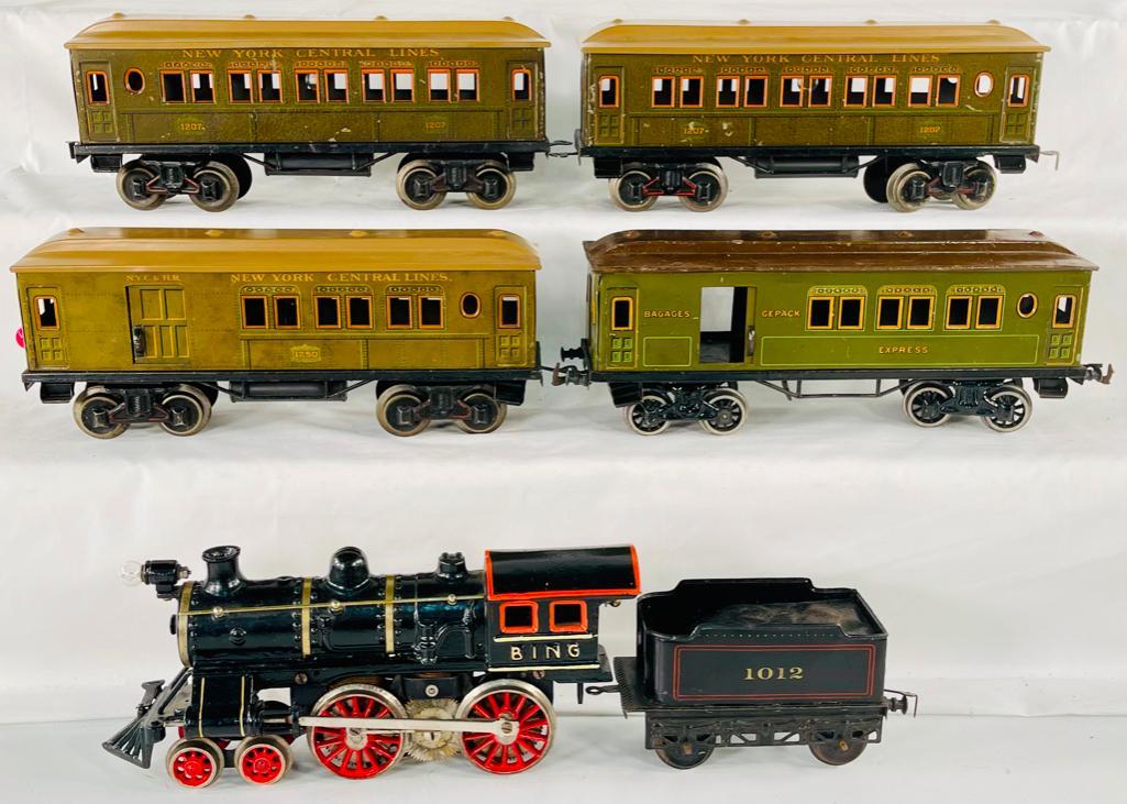 Bing Prewar #1 Gauge Steam Loco and Tender with Four (4) Assorted Passenger Cars (1 of 20)
