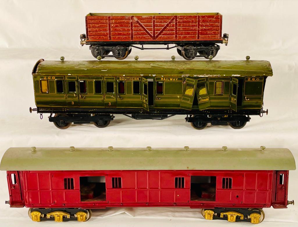 Marklin Prewar No. 1 Gauge Brown Open Wagon, Bing for Bassett-Lowke Southern Railway Passenger Car (1 of 13)