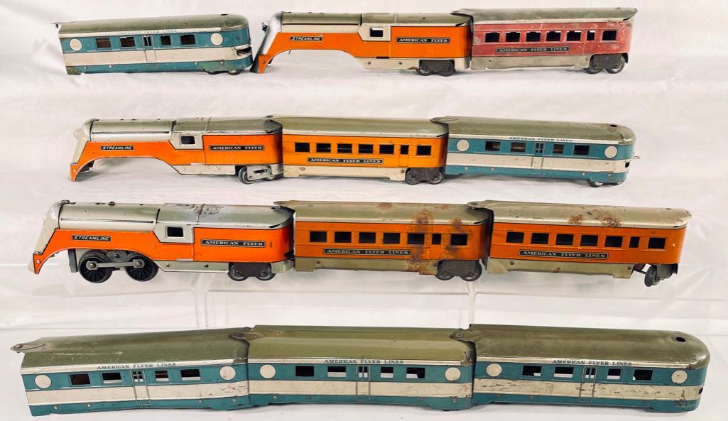 American Flyer Prewar O Gauge Orange/Silver and Blue/Silver Mini Ha-Ha and Streamliner Sets (1 of 5)