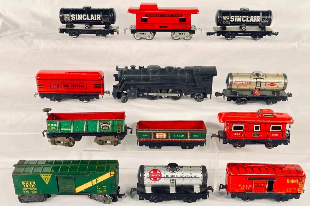 Prewar & Postwar Marx Toys & AF Prewar O Gauge Assorted Eleven (11) Freight Cars and 666 Loco (1 of 6)