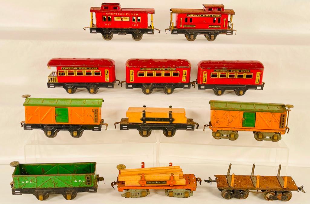 American Flyer Prewar O Gauge/ 3/16â€ Gauge Eight (8) Assorted Freight Cars & Three (1 of 6)