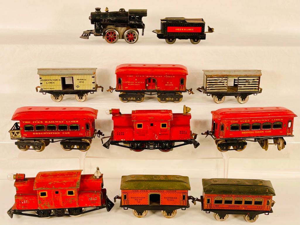 Ives Prewar O Gauge 3250 Orange Electric, #5 Loco & Tender & #3250 red Orange Electric & Cars (1 of 6)