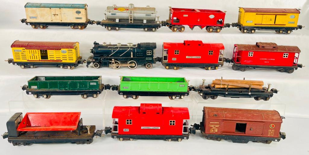 Lionel Prewar O Gauge 261E Loco w/ No Tender & Thirteen (13) Assorted Freight Cars (1 of 7)