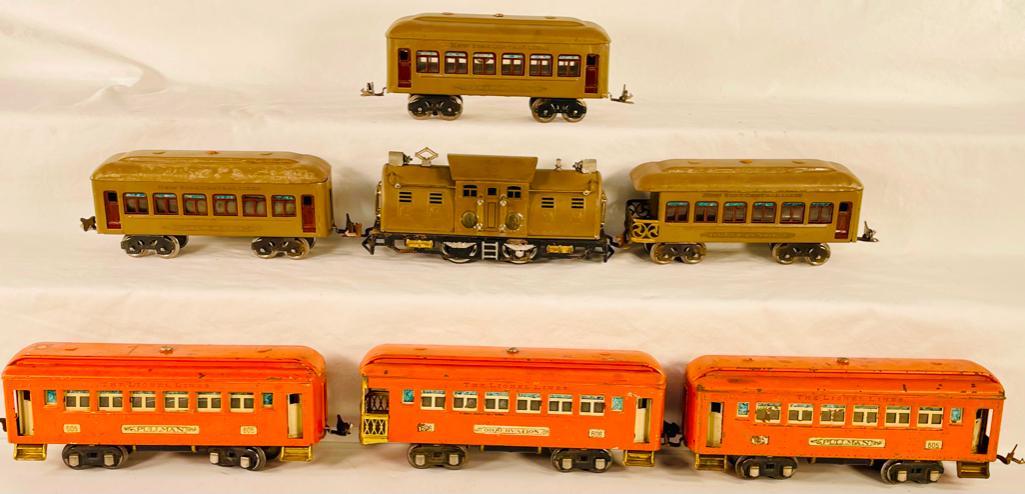 Lionel Prewar O Gauge 254 Mojave Electric with Three (3) Mojave Passenger Cars and Three Orange Cars (1 of 7)