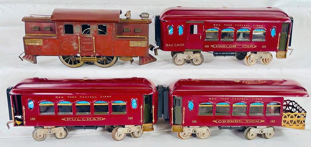 Lionel Prewar Standard Gauge 53 Maroon Electric and 181/182/180 Maroon Passenger Cars (1 of 8)