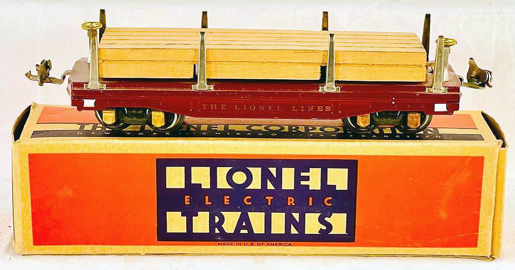 Lionel Prewar O Gauge 811 Maroon Lumber Car with Load (1 of 6)