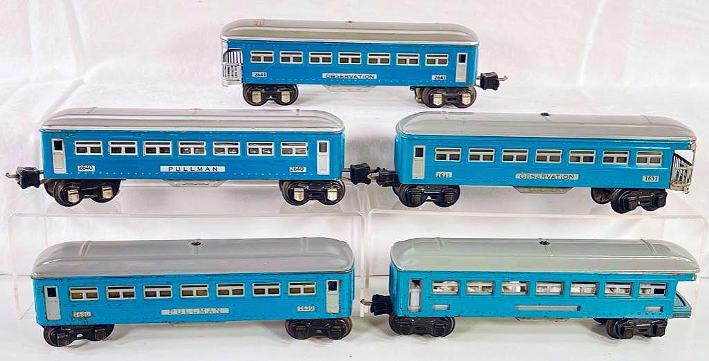 Lionel Prewar Five (5) Assorted 1630 and 2640 Blue/Silver Passenger Cars (1 of 6)