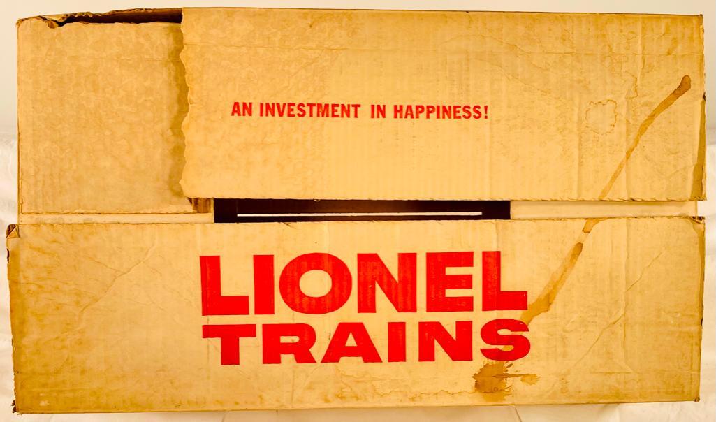 Postwar 12850 Set Box Only from 1966: Postwar 12850 Set Box Only from 1966, with the set box showing light wear given the cut separation in one of the long vertical top flaps. This outfit contained the 2322 Virginian Trainmaster and Assor