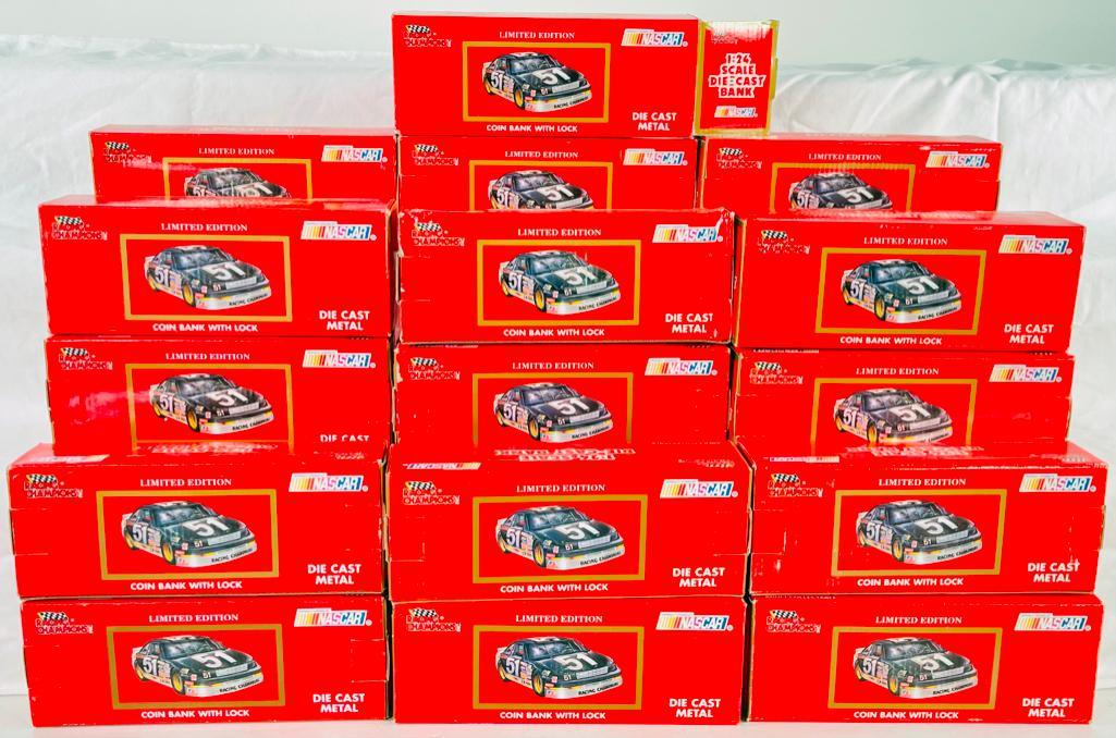 Racing Champions 1/24th Scale Sixteen (16) Assorted Diecast Metal Nascar Car Coin Bank (1 of 6)