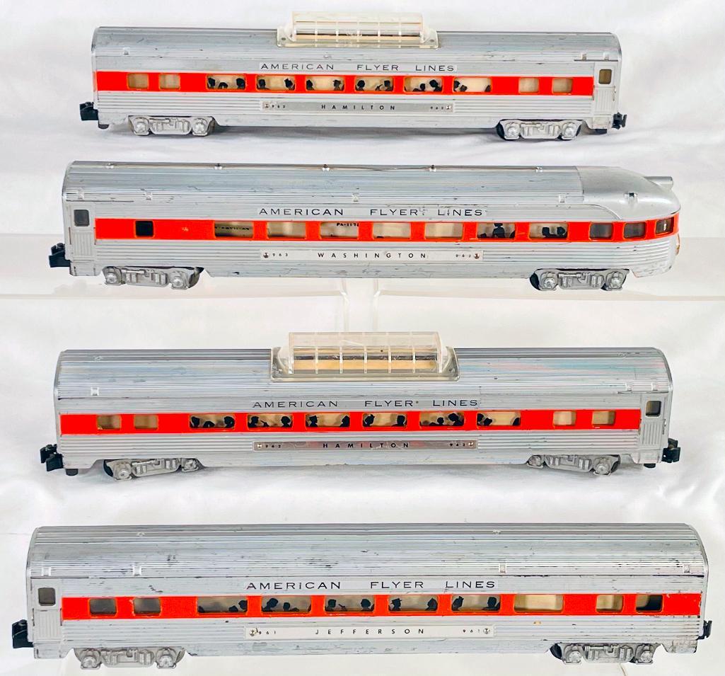 American Flyer Postwar S Gauge Four (4) Assorted Orange Stripe Passenger Cars (1 of 7)