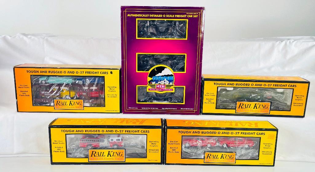 MTH Rail King O Gauge Four (4) Assorted Freight Cars and 3 Car Slag Car Set (1 of 8)