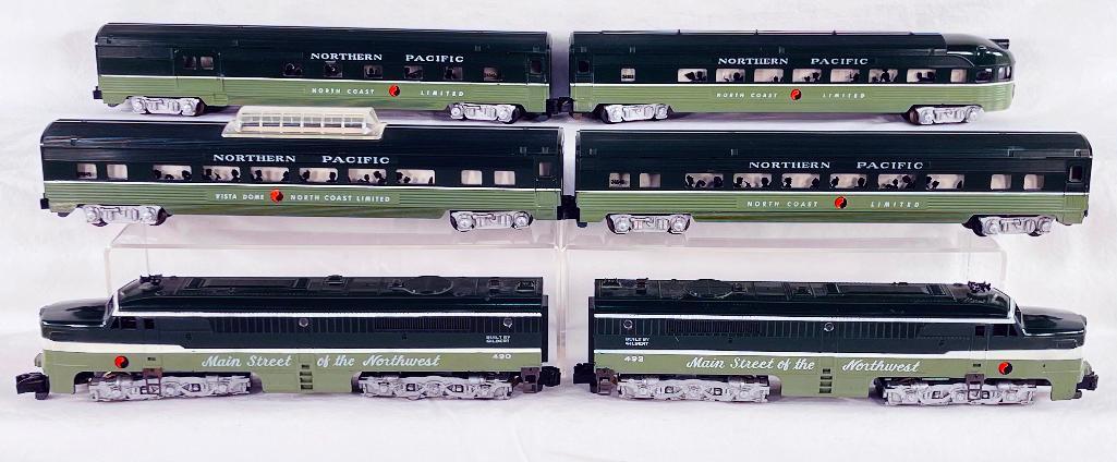 American Flyer Postwar S Gauge Northern Pacific 490/492  A-A Alcos with Four (4) Passenger Cars (1 of 11)