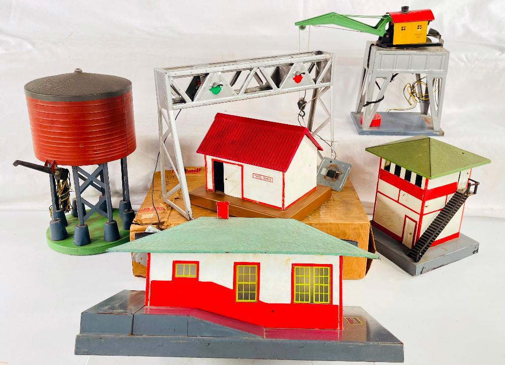 American Flyer Postwar S Gauge 596 Water Tower-583 Electromagnetic Crane-593 Signal Tower-585 Shed (1 of 6)