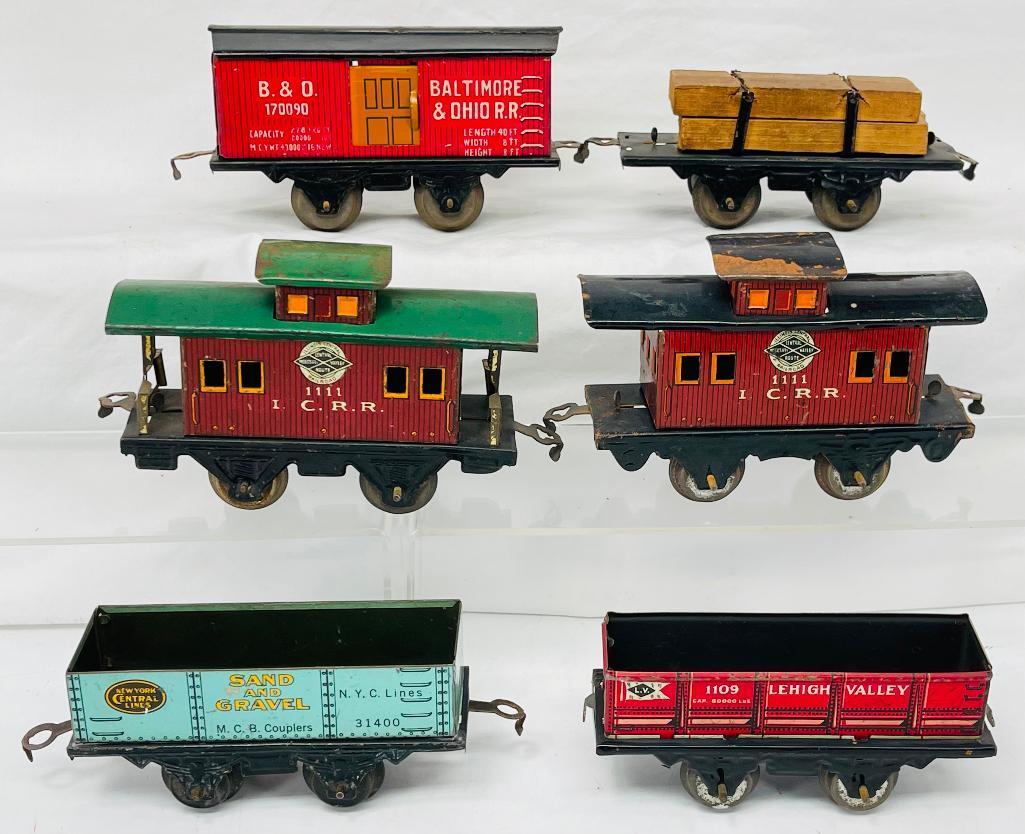 American Flyer Prewar O Gauge Five (5) Assorted Freight Cars and Hafner Gravel Car (1 of 7)