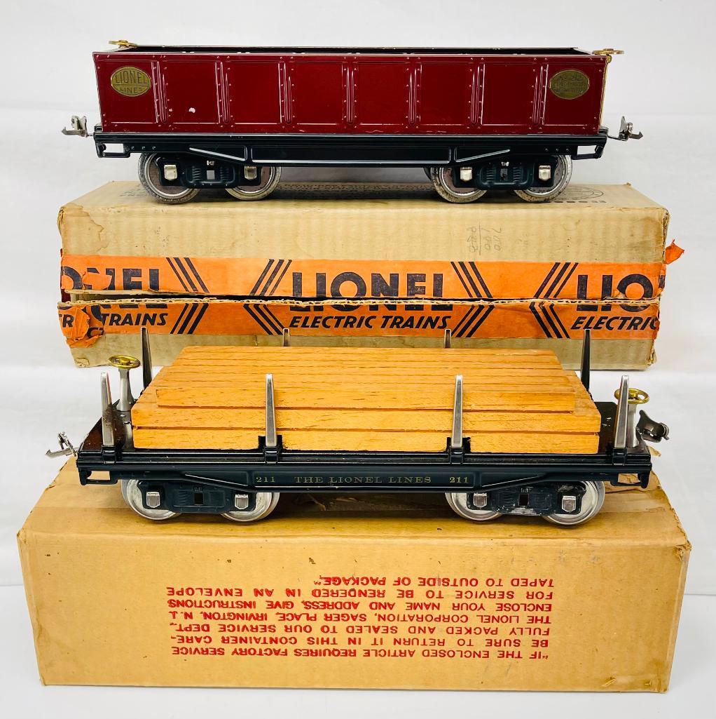 Lionel Prewar Standard Gauge 211 Lumber Car and 212 Maroon Gondola (1 of 10)