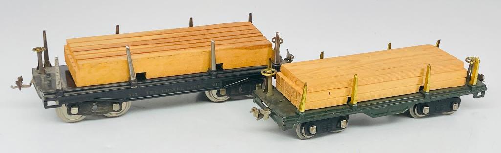 Lionel Prewar Standard Gauge 211 Lumber Car and 511 Lumber Car: Lionel Prewar Standard Gauge 211 Lumber Car and 511 Lumber Car, each in C6 overall condition.