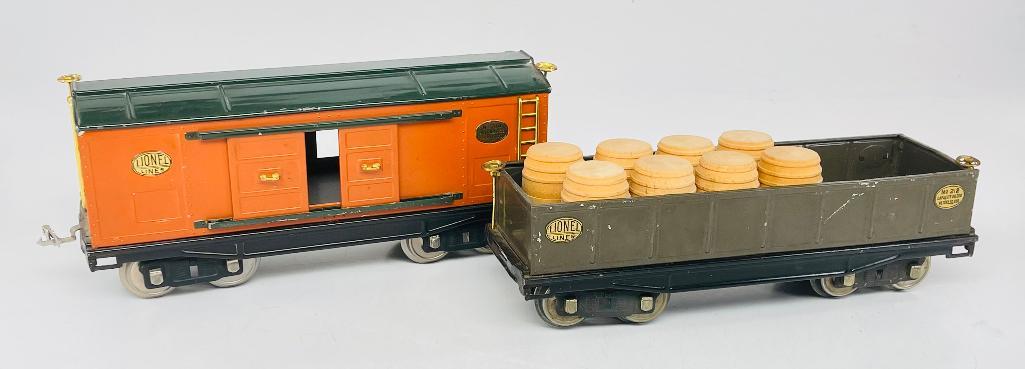 Lionel Prewar Standard Gauge 214 Automobile Furniture Car and 212 Gray Gondola (1 of 7)