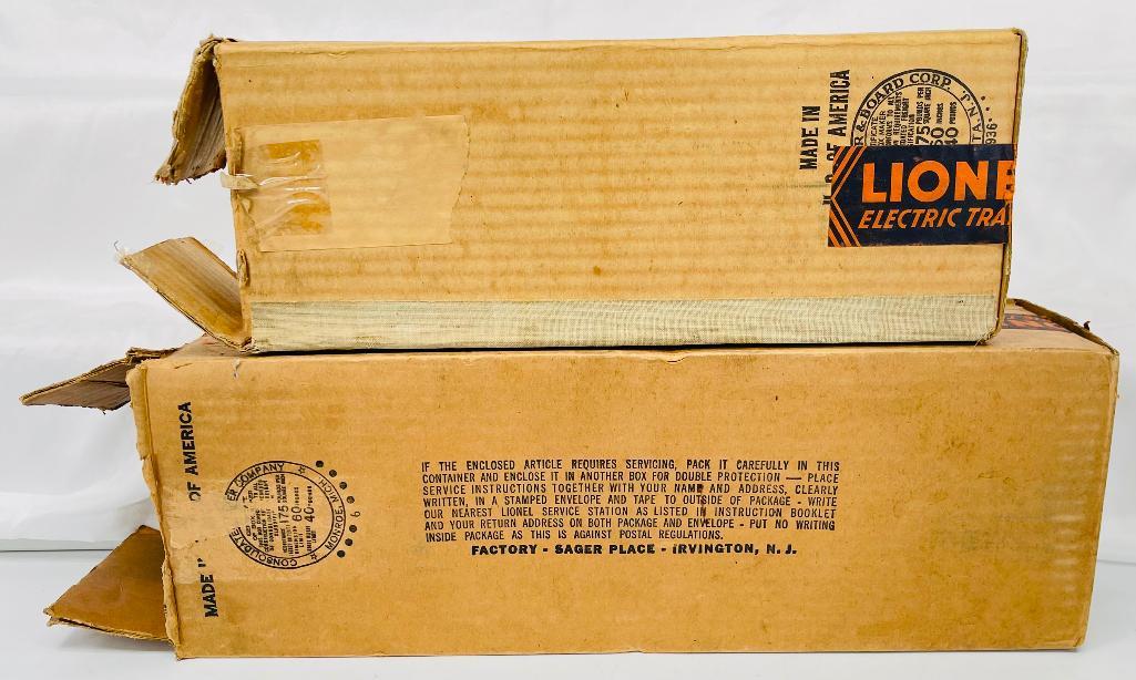 Lionel Prewar Standard Gauge 400E Blue Comet Loco Box and 400T Blue Comet Tender Box Only: Lionel Prewar Standard Gauge 400E Blue Comet Loco Box and 400T Blue Comet Tender Box Only, with the 400E Loco box missing end flaps at one end and showing moderate wear and the 400T Tender box showing