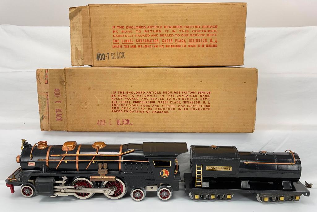 Lionel Prewar Standard Gauge 400E Black Loco with 400T Black Tender (1 of 14)