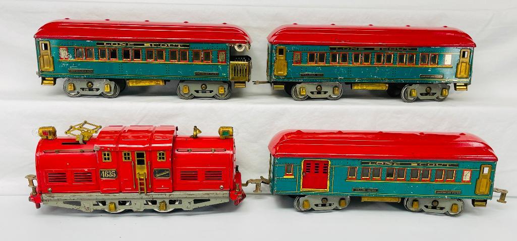 American Flyer Prewar Wide Gauge 4635 Red St. Paul style Loco w/4251-4252-4251 Lone Scout Cars (1 of 12)