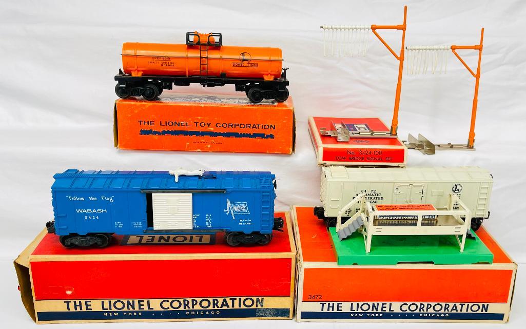 Lionel Postwar O Gauge 3424 Operating Brakeman Car, 6315-60 Chemical Tank Car and 3472 Operating Car (1 of 7)