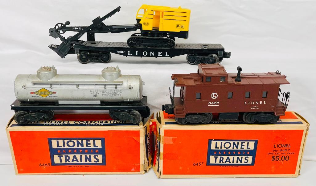 Lionel Postwar O Gauge 6827 Power Shovel/Flat Car - 6457 Caboose - 6465 Tank Car (1 of 7)