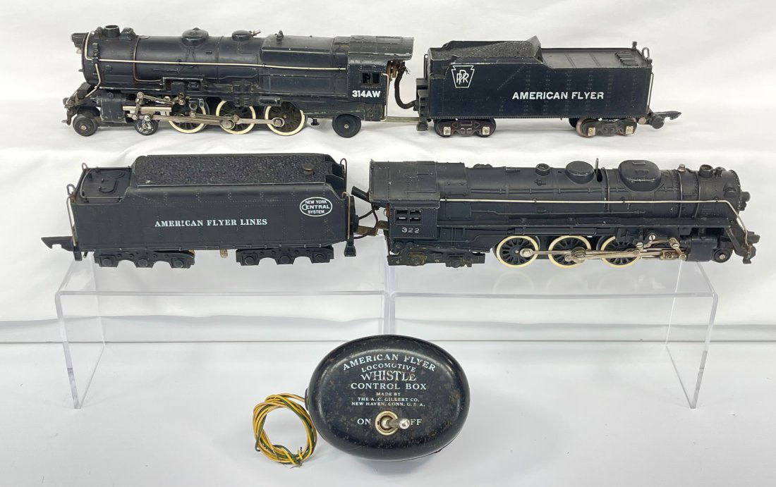 American Flyer S Gauge Postwar 314 AW 4 - 6 - 2 PRR Loco and Tender and 322 NYC 4 - 6 - 4 Loco and (1 of 9)