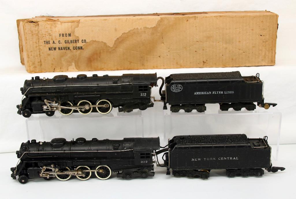 American Flyer S Gauge Postwar 322 NYC Loco and Tender/ 322 NYC Loco and Tender: American Flyer S Gauge Postwar 322 NYC Loco and Tender/ 322 NYC Loco and Tender, including 322 NYC 4 - 6 - 4 Loco and Tender in C6 overall, and 322 NYC 4 - 6 - 4 Loco and Tender in C6 plus overall. Al