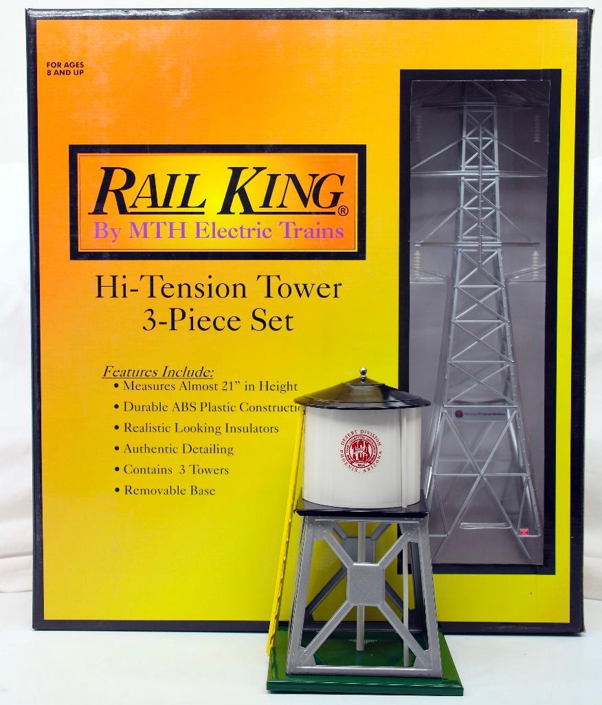 MTH Rail King Hi - Tension Tower 3 Piece Set and 1997 TCA Red Rock Water Tower (1 of 4)