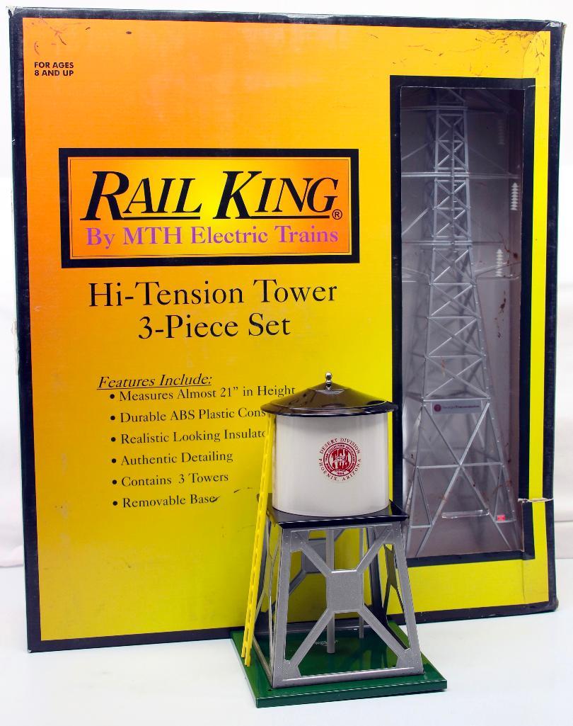 MTH Rail King Hi - Tension Tower 3 Piece Set and 1997 TCA Red Rock Water Tower (1 of 5)