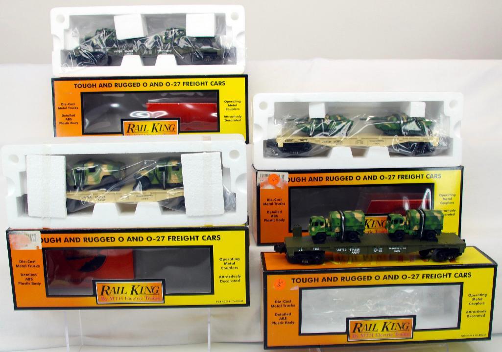 MTH Rail King O Gauge Four (4) Assorted Army flat Cars with loads (1 of 7)