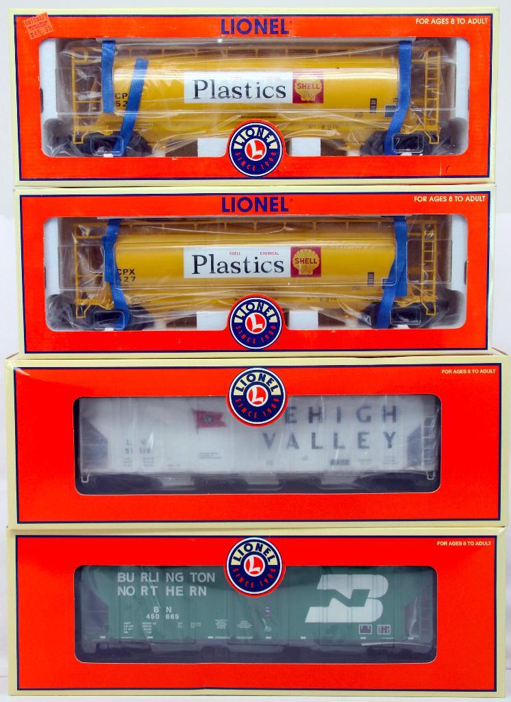 New Lionel O Gauge Shell 3 bay Cylindrical Hopper X2 Lehigh Valley PS - 2 Hopper Burlington Northern (1 of 5)