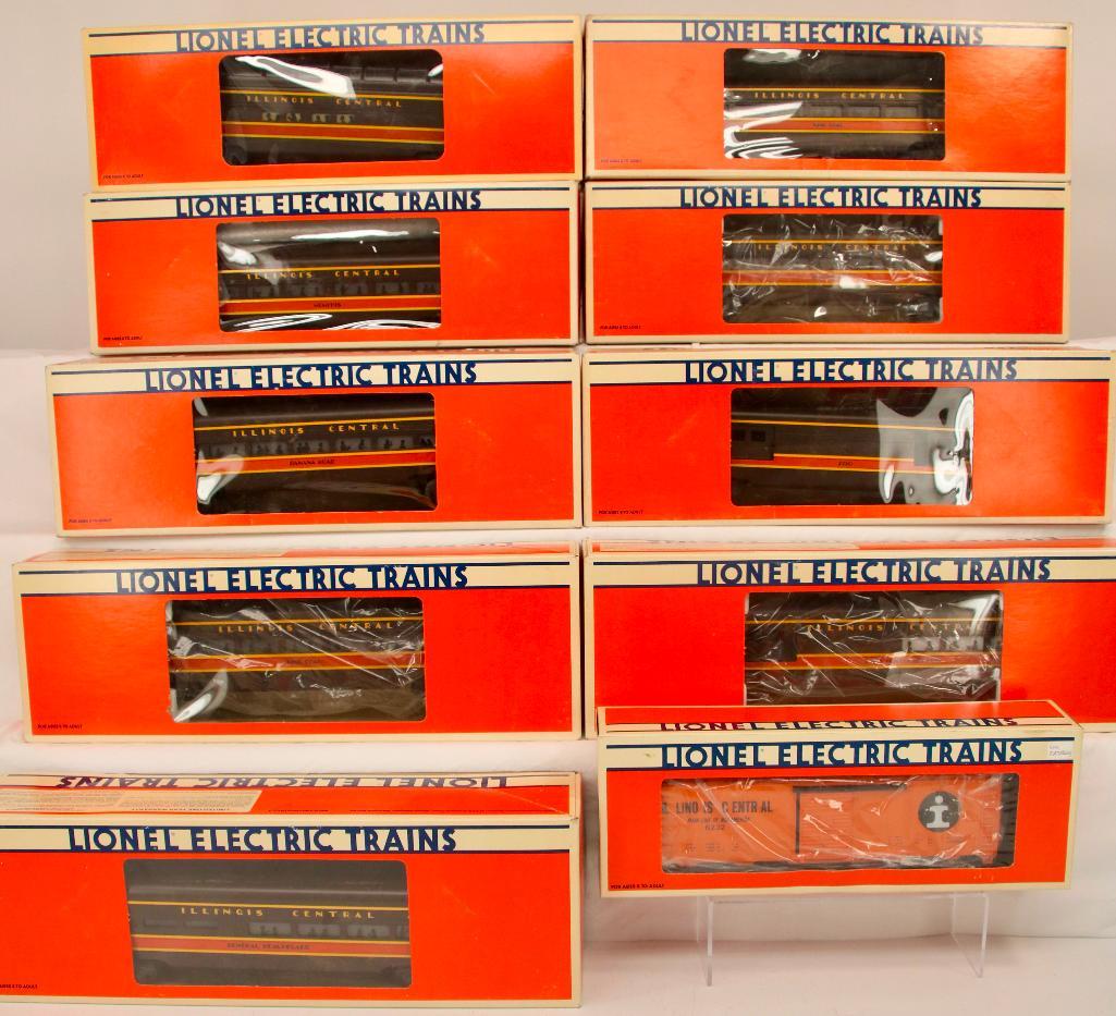 New Lionel O Gauge Nine (9) Assorted Illinois Central Passenger Cars and Illinois Central Box Car (1 of 7)