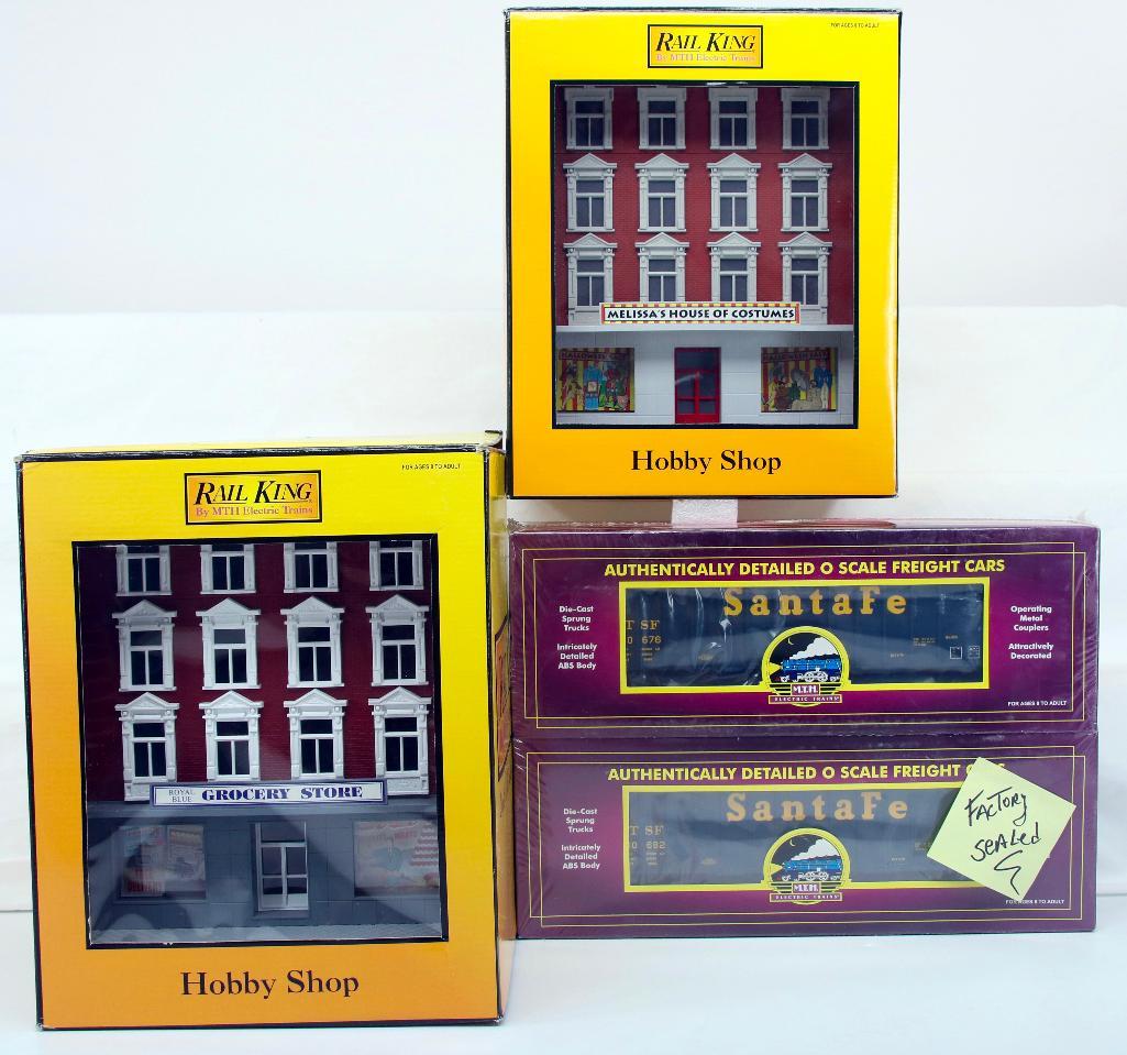 MTH Rail King O Gauge Four-Story Grocery Store/Four-Story Building/Santa Fe 50' AirSlight Hopper Car (1 of 7)