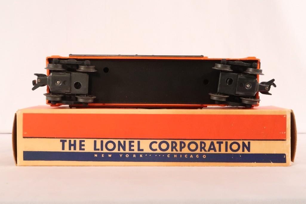 Lionel Postwar 3484 and 6468 - 25 X2 - 6468: Lionel Postwar 3484 and 6468 - 25 X2 and 6468, including 6468 - 25 orange body New Haven Automobile Car in C7 with its original box; 6468 blue Baltimore and Ohio Automobile Car in C7 with its original