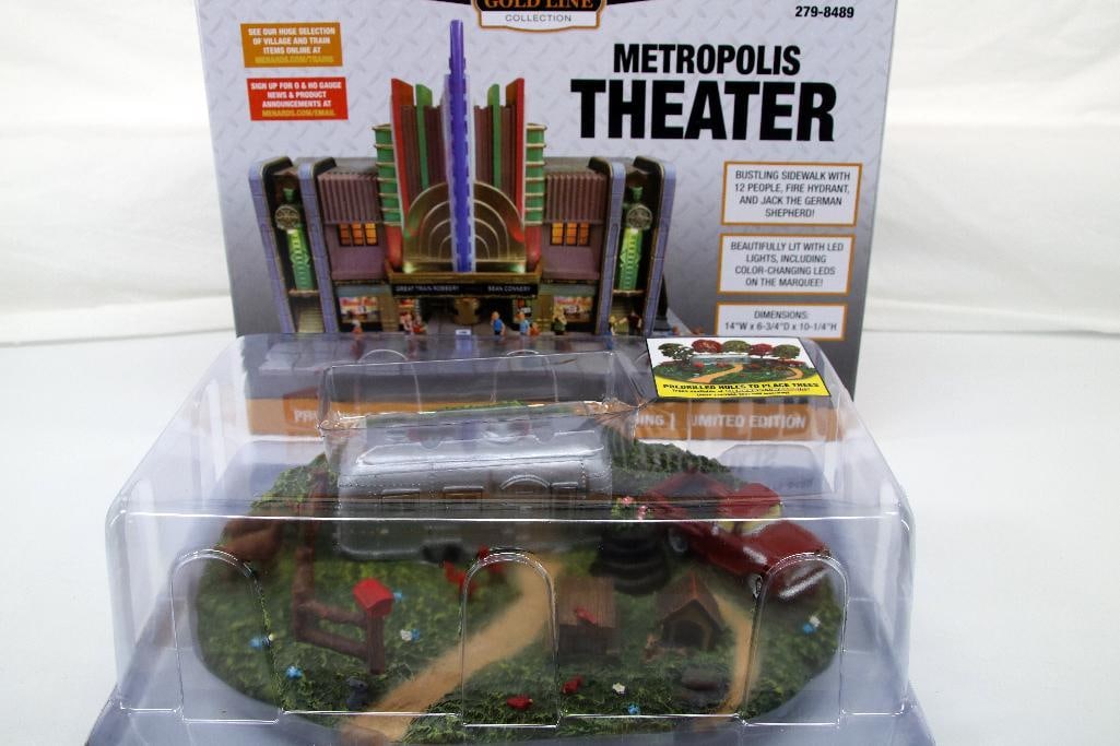Menard O Gauge Campground with lighted truck and Metropolis Theater Building (1 of 6)