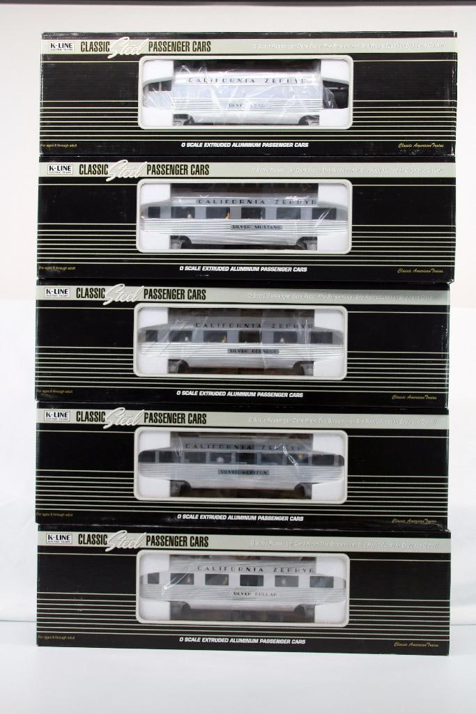 K-Line O Gauge Five (5) Assorted California Zephyr Extruded Aluminum Passenger Cars 15 inch (1 of 8)