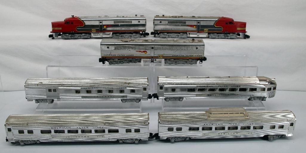 American Flyer Postwar S Gauge Alco PA A - B - A Diesel Set with Four (4) Assorted Passenger Cars (1 of 10)