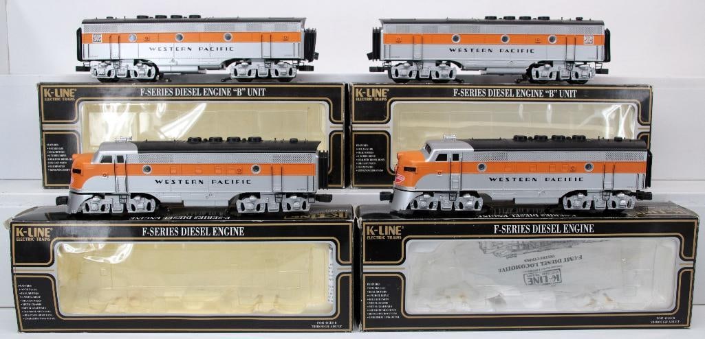 K-Line O Gauge Western Pacific AA powered Units and Western Pacific BB Powered Units: K-Line O Gauge Western Pacific AA powered Units and Western Pacific BB Powered Units, each in C8/C8 plus and each with its original box.
