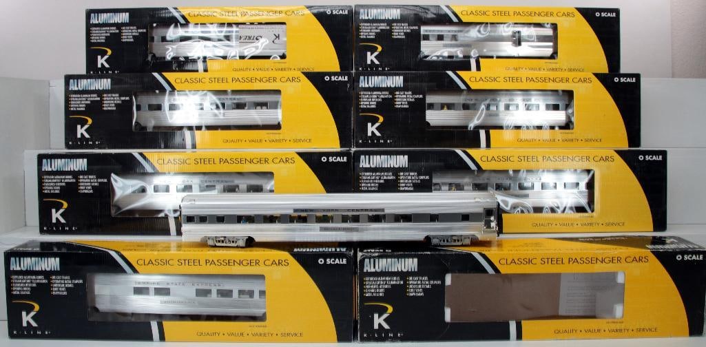 K-Line O Gauge Eight (8) Assorted NYC 21 inch Aluminum Passenger Cars Boxed (1 of 12)