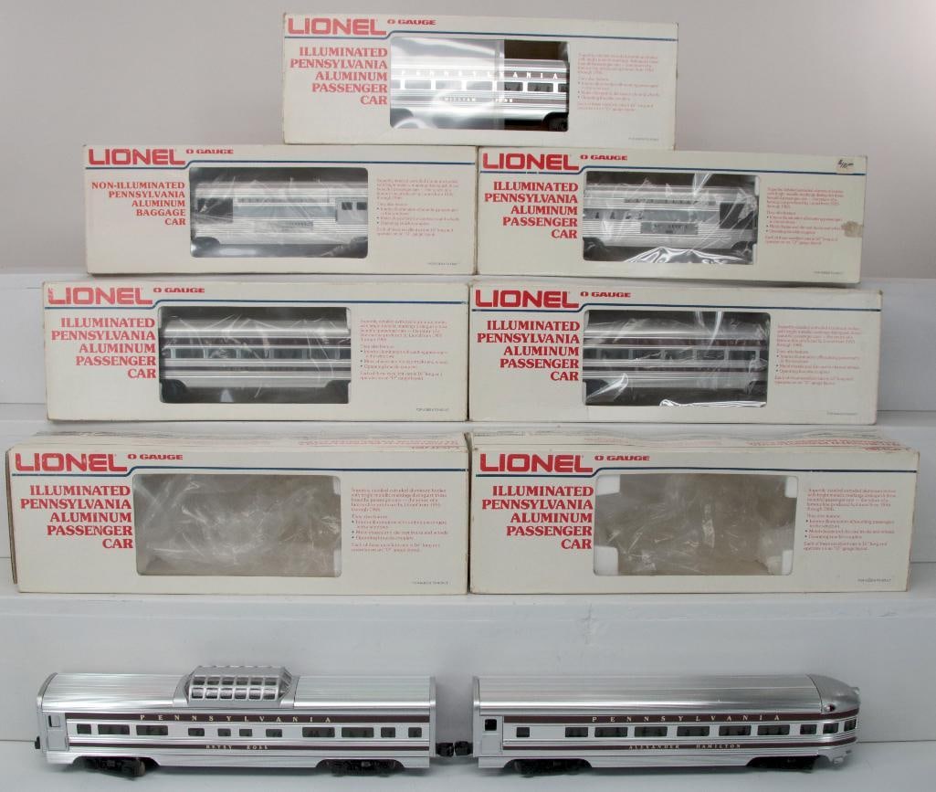 Lionel Modern O Gauge Seven (7) Assorted Pennsylvania Aluminum Passenger Cars Boxed: Lionel Modern O Gauge Seven (7) Assorted Pennsylvania Aluminum Passenger Cars Boxed, including Penn Aluminum Passenger Car Molly Picture, Penn Aluminum Combo Car, Penn Aluminum Passenger Car Thomas, P