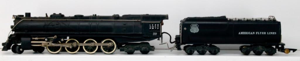 American Flyer Postwar S Gauge 332 Union Pacific Loco and Tender 1948 Version: American Flyer Postwar S Gauge 332 Union Pacific Loco and Tender 1948 Version, in C6 plus or bett