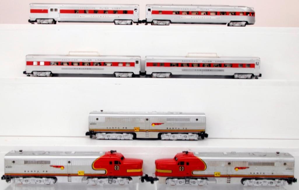 American Flyer Postwar S Gauge 473/471/470 Santa Fe ABA Alco Diesel Units and 962/962/960/963 Cars (1 of 9)