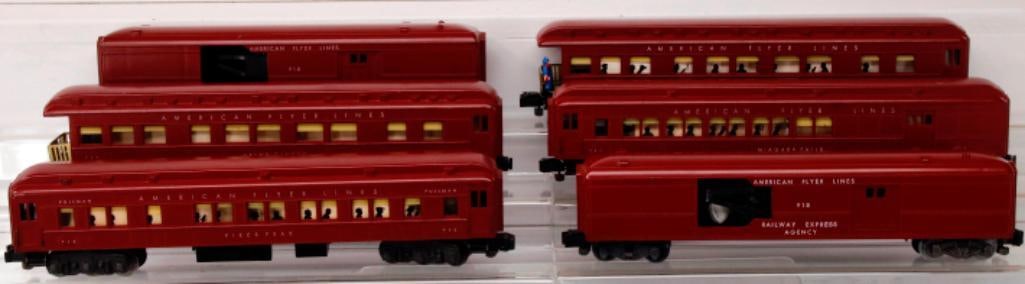 American Flyer Postwar S Gauge Red Passenger Cars 962/961 Silhouettes/964/978 Observation Car (1 of 11)