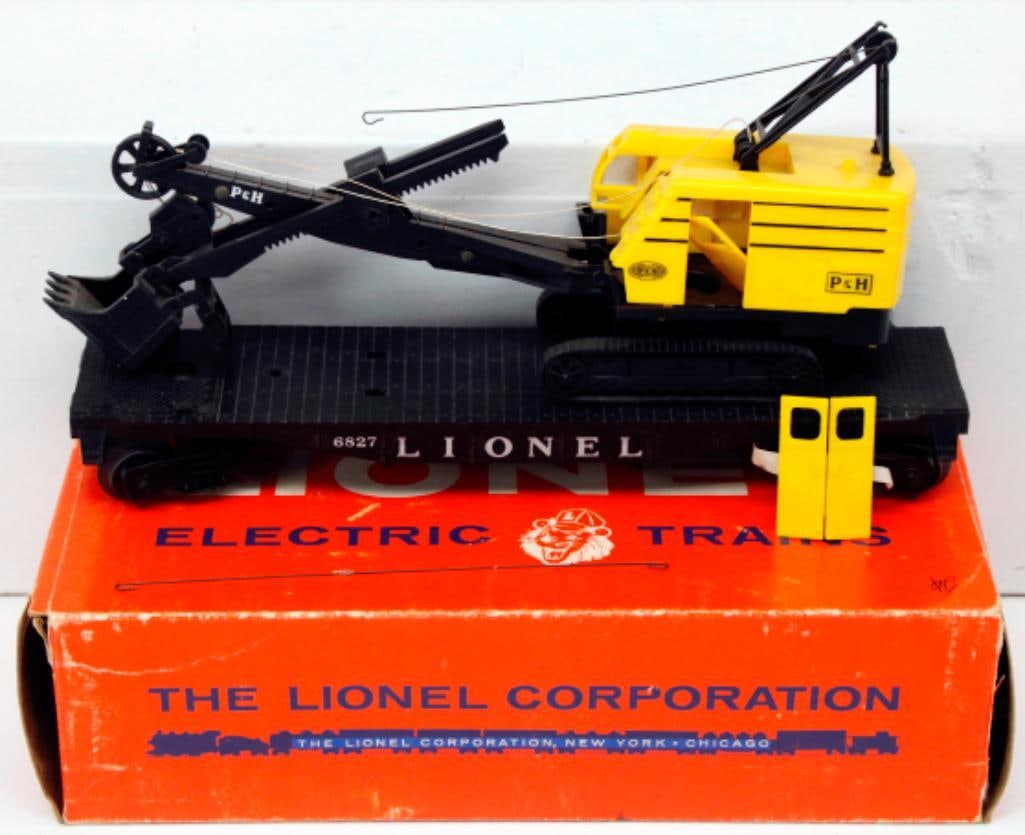 Lionel Postwar O Gauge 6827 Harnischfeger Power Shovel Car yellow Boxed (1 of 7)