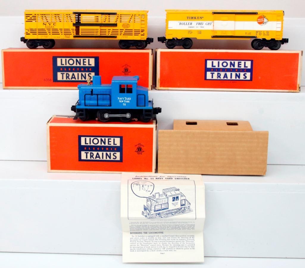 Lionel Postwar O Gauge 51 Navy Yard Switcher/6464 - 500 Timkin Box Car/6356 Livestock Car (1 of 17)