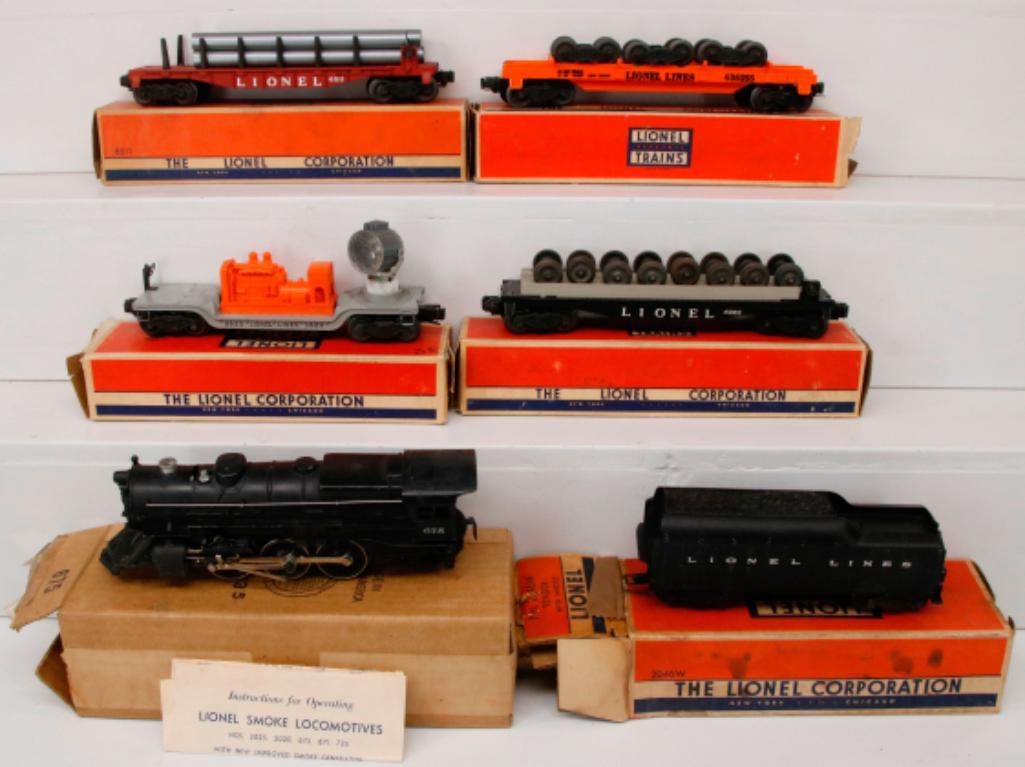 Lionel Postwar O Gauge 675 Loco and 2046W Tender with Four (4) Assorted Freight Cars (1 of 14)